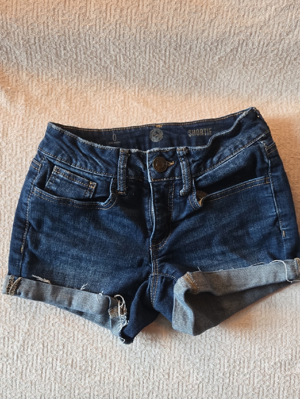 SO Dark Blue Rolled Hem Jean Shorties